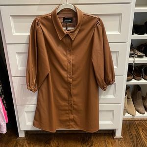 Chestnut color vegan leather mini dress